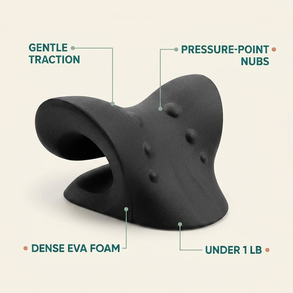 Feature callouts: gentle traction, pressure-point nubs, dense EVA foam, under 1 lb