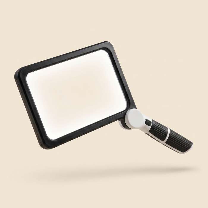 Limber Clear Read full-page lighted reading magnifier on warm cream background