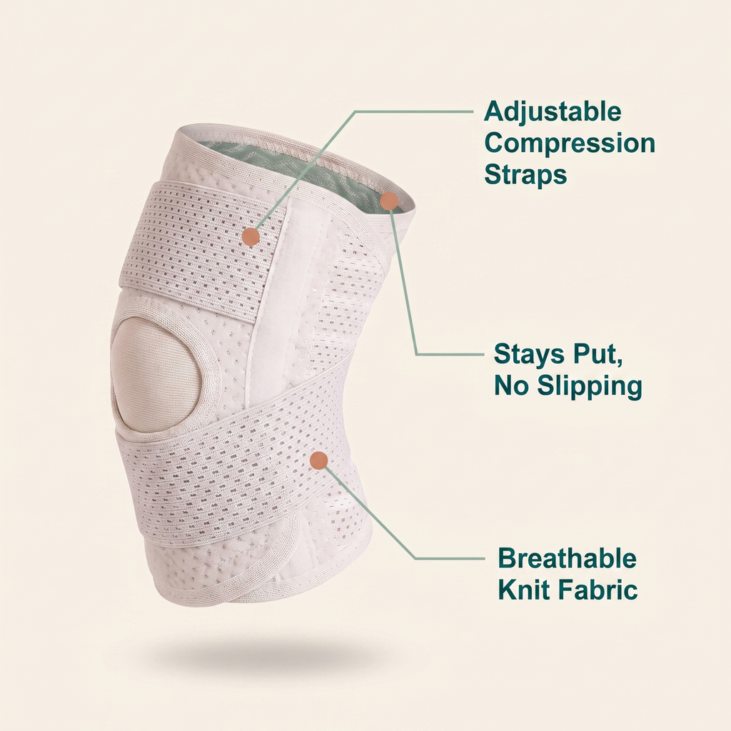 Limber Knee Align brace showing adjustable compression straps and breathable knit fabric