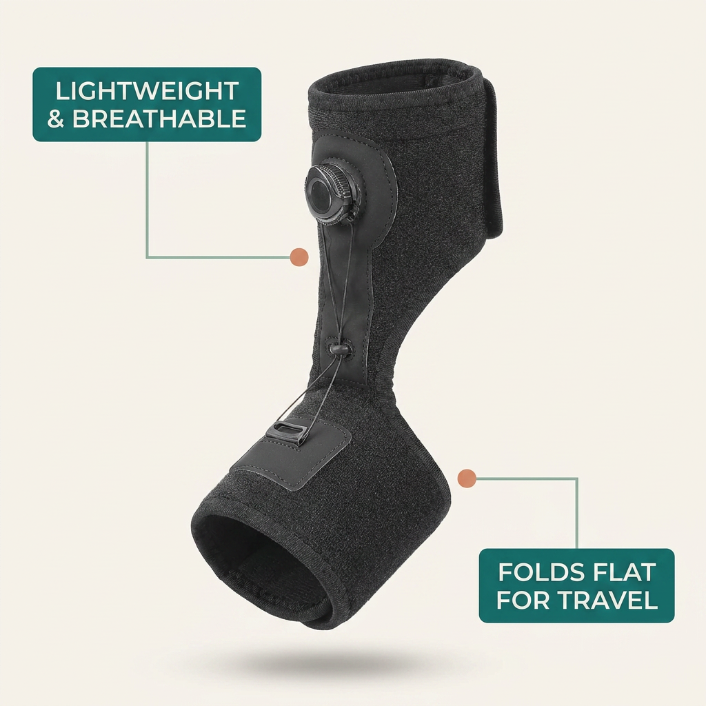 Limber Step Ease night splint - lightweight breathable, folds flat for travel
